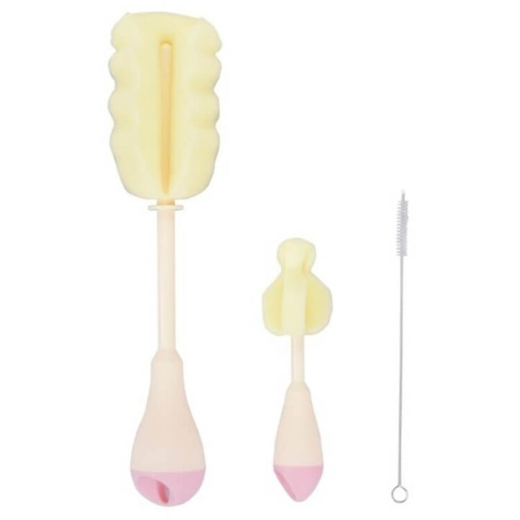 Kikka boo - Set of Baby Bottle Cleaning Brushes 3TMX pink