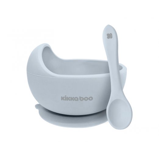 Kikka Boo - Silicone bowl with Yummy Blue spoon