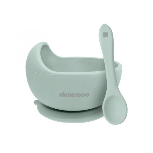 Kikka Boo - Silicone bowl with Yummy spoon Mint
