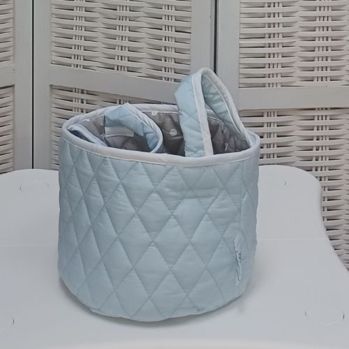 Baby Star - Small blue / polka dot gray basket