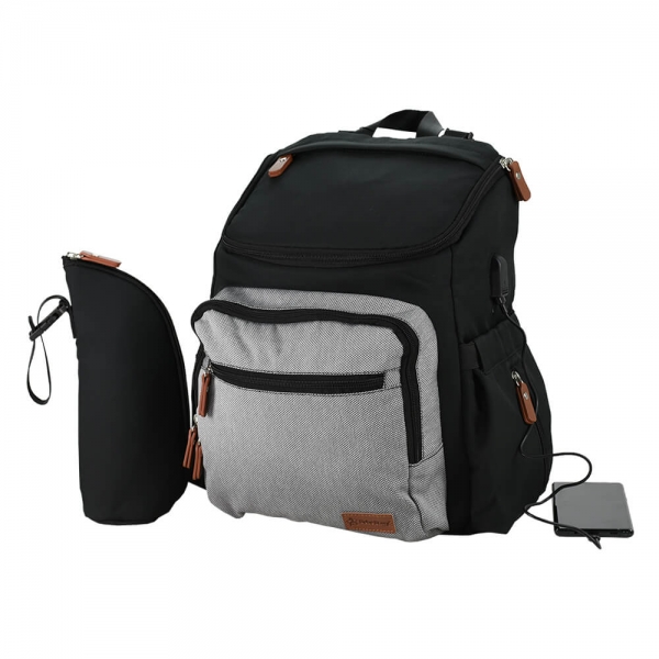 Τσάντα πλάτης – Αλλαξιέρα με USB Moon Grey 590-189