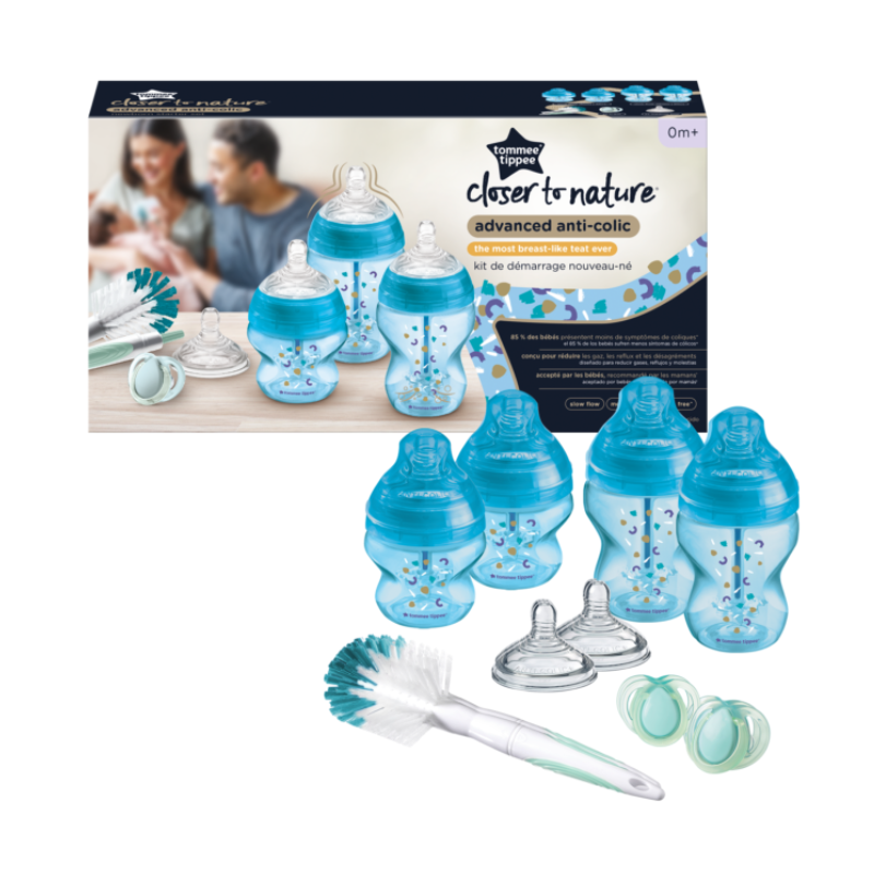 Tommee Tippee - Σετ μπιμπερό Advanced Anti-Colic για νεογέννητα μπλε 9 τεμάχια