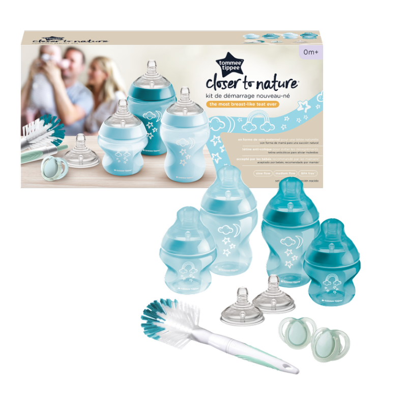 Tommee Tippee - Σετ μπιμπερό Closer to nature για νεογέννητα μπλε 9 τεμάχια