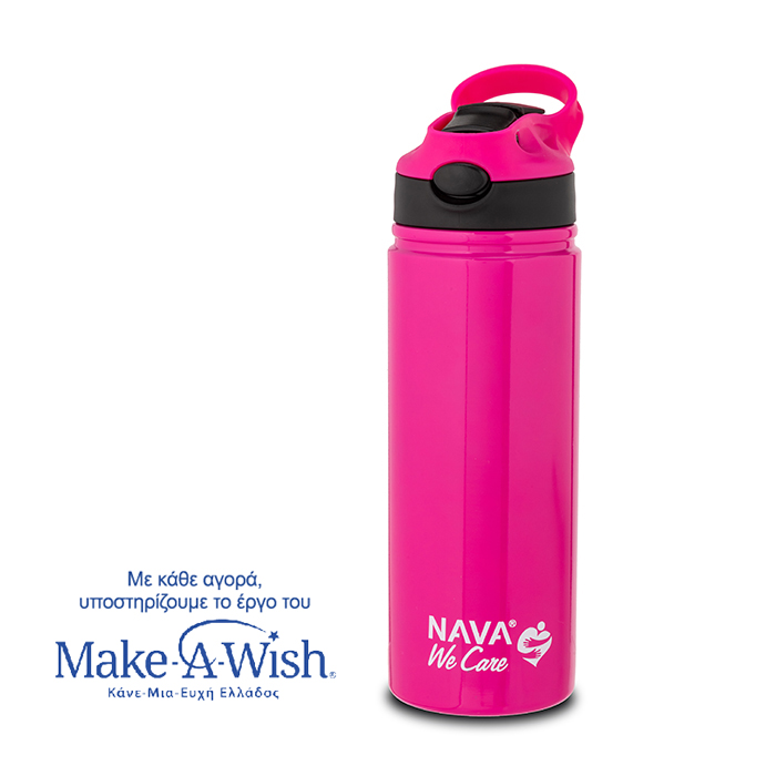 Nava - Θερμός μπουκάλι ανοξείδωτο "We Care" magenta 500ml
