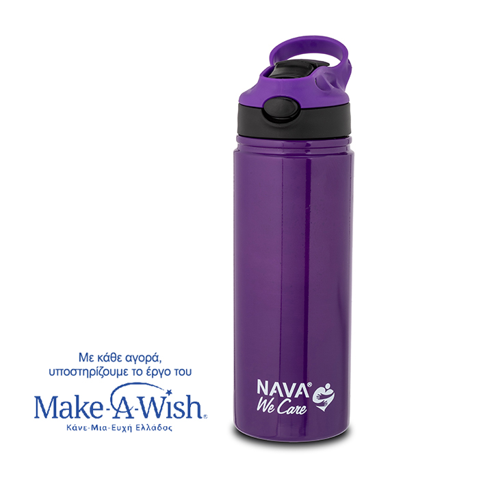 Nava - Θερμός μπουκάλι ανοξείδωτο "We Care" μωβ 500ml