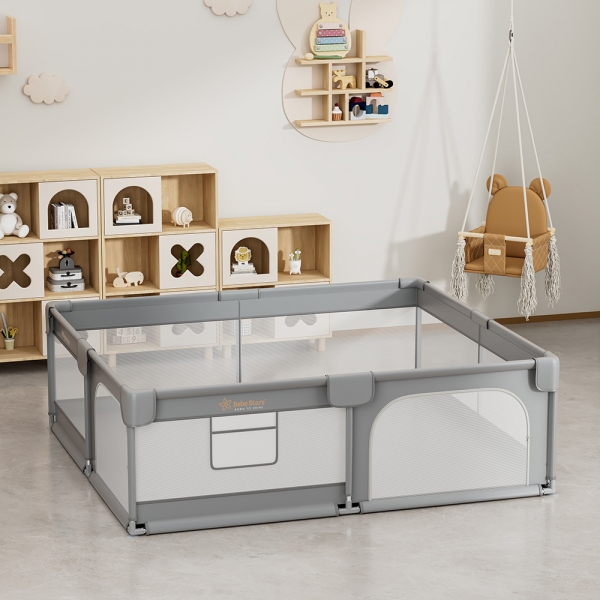 Bebe Stars - Πάρκο για μωρά ορθογώνιο 180x200cm Playzen Grey - Image 4