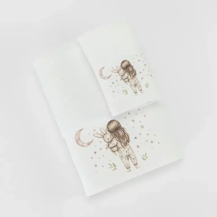 BOREA – Πετσέτες Σετ 2ΤΜΧ Goodnight white - pink