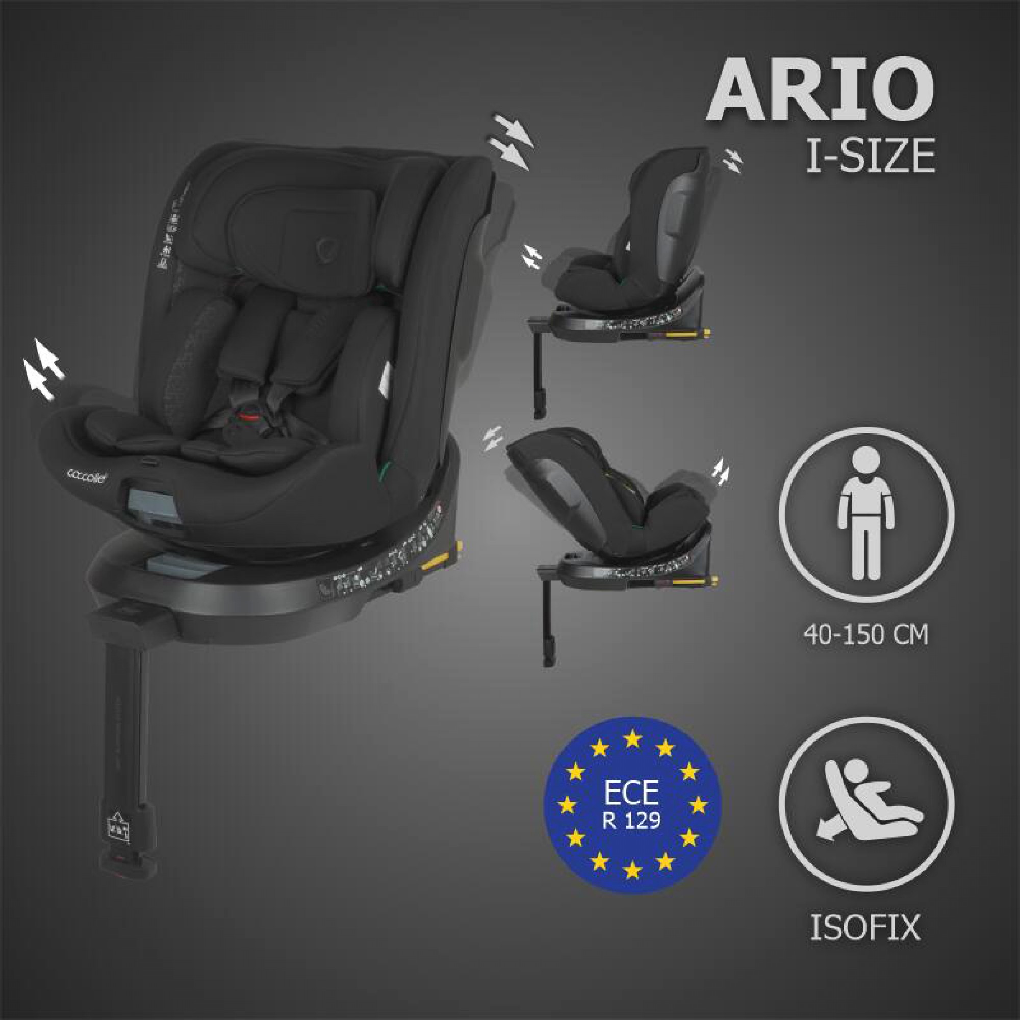 Coccolle - Κάθισμα Αυτοκινήτου Ario i-Size40-150cm Midnight Black - Image 3