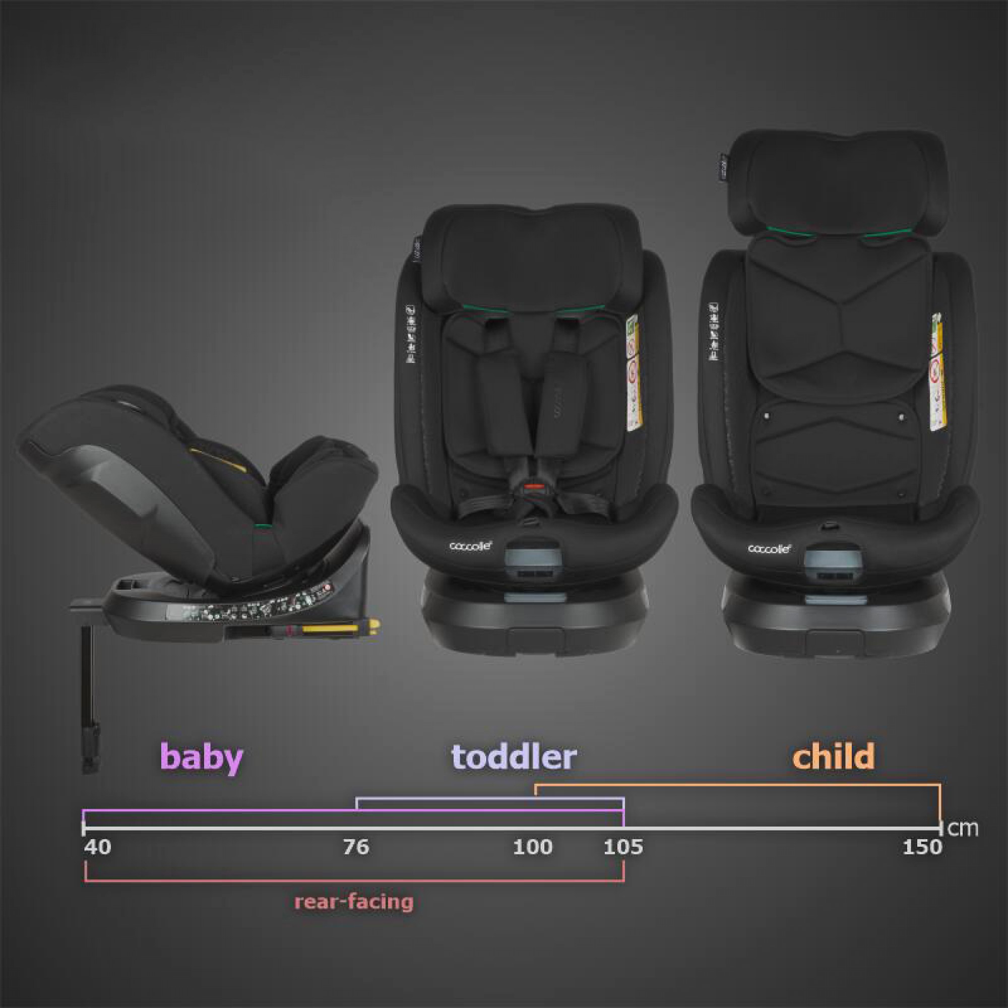 Coccolle - Κάθισμα Αυτοκινήτου Ario i-Size40-150cm Midnight Black - Image 5