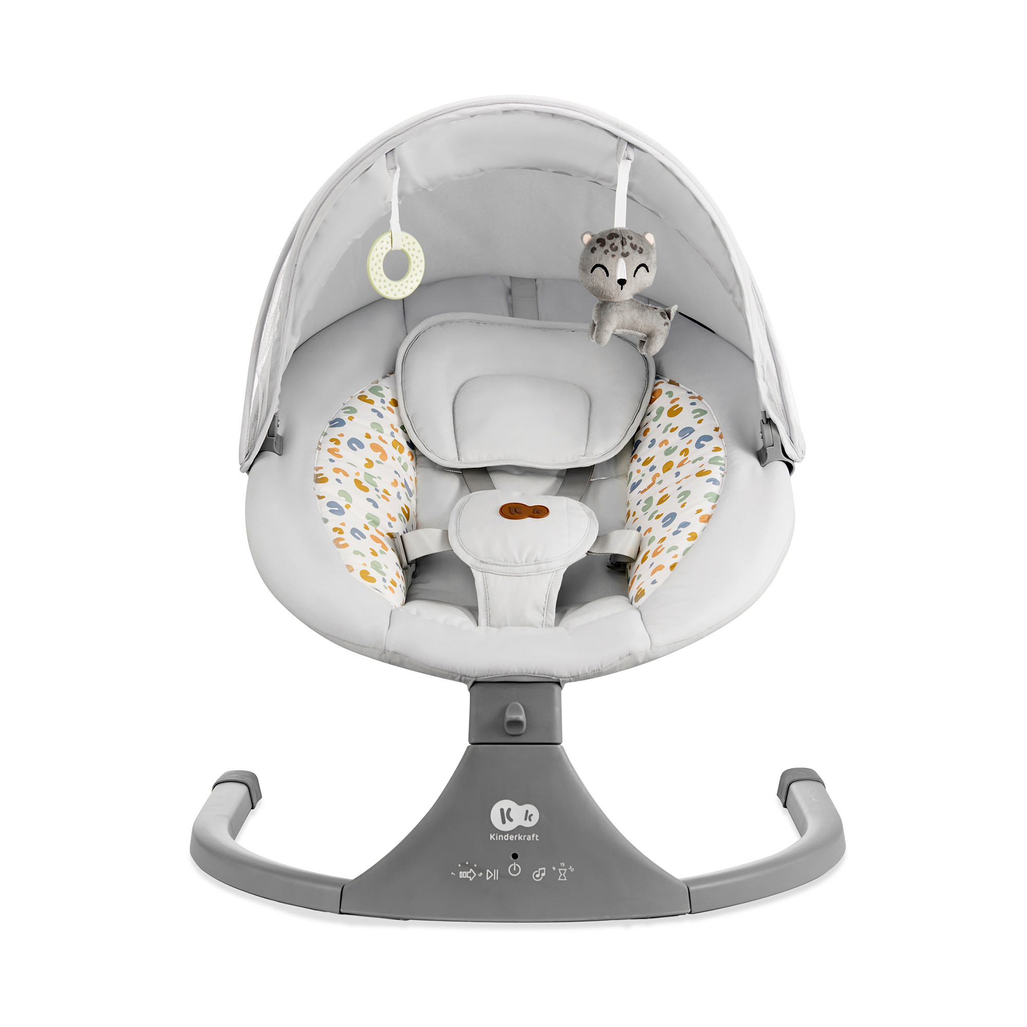 Kinderkraft - LUMI 2 Ηλεκτρικη Κούνια Ρελαξ 2σε1 light grey