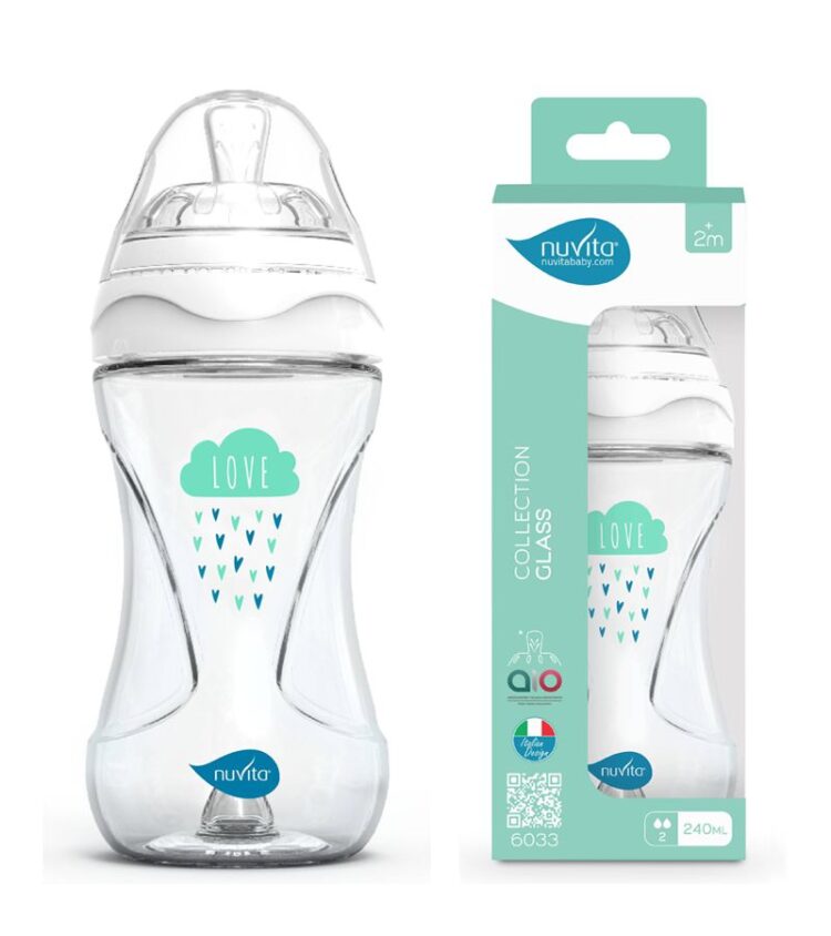 NUVITA - Μπιμπερό Γυάλινο Anticolic 6033 White 240 ml 2m+