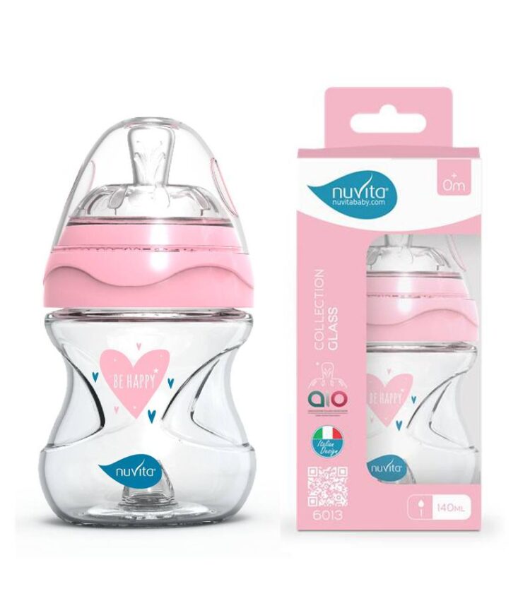 NUVITA -Μπιμπερό Γυάλινο Anticolic 6013 Pink 140 ml 0m+