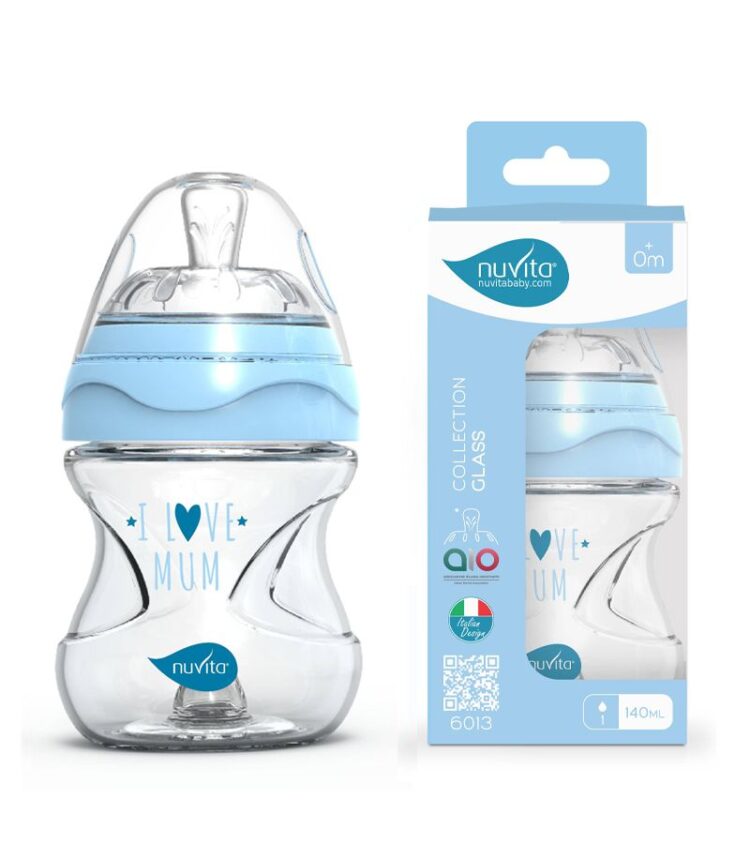 NUVITA -Μπιμπερό Γυάλινο Anticolic 6013 Blue 140 ml 0m+